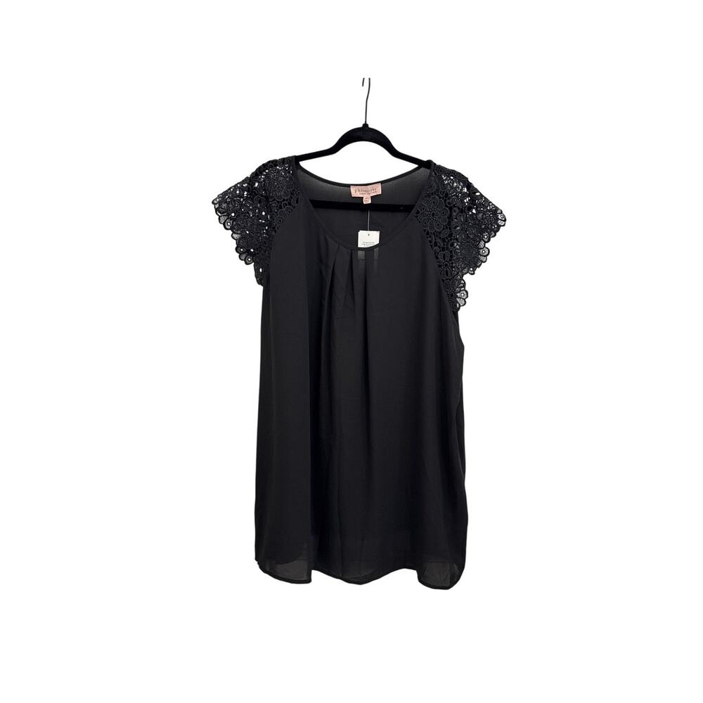 NWT Philosophy Lace Sleeve Loose Fit Whimsygoth Fairy Black Sheer Shirt Size 3X